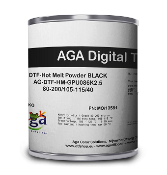 [DTF-AGA-HM-GPU86K0.5] DTF Hot Melt Powder BLACK PU086 80-200 micron (Blik 0.5 kg)